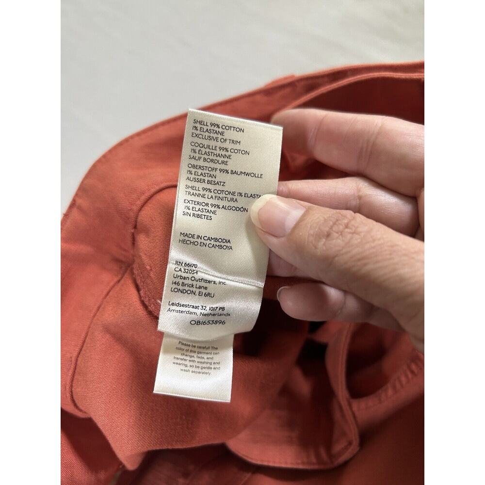 Pilcro Painted Puddle Flare Cargo Pants Womens Size 28 Burnt Orange Boho - Picture 10 of 14